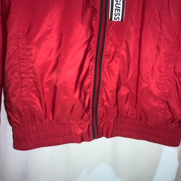 Guess full zip windbreaker jacket sz S spellout ribbon trim - Picture 2 of 7